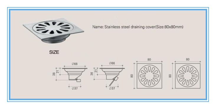 tainless-Steel-Casting-Floor-Drain-size