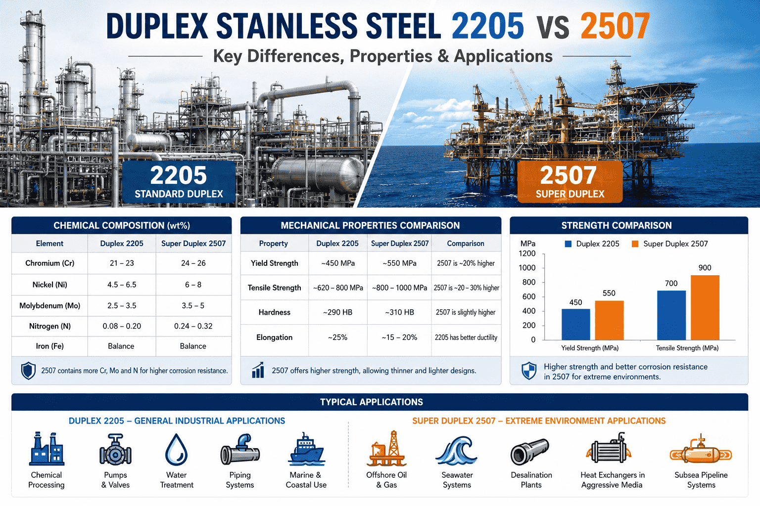 Duplex Stainless Steel 2205 vs 2507: Simple Guide 1 Duplex Stainless Steel 2205 vs 2507