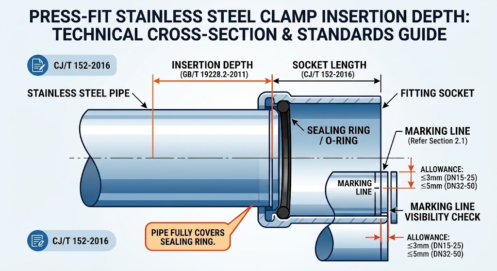 Press-Fit Stainless Steel Clamp Insertion Depth: Standards, Installation, and Inspection 1 Press-Fit Stainless Steel Clamp Insertion Depth Technical Cross—Section&Standards Guide