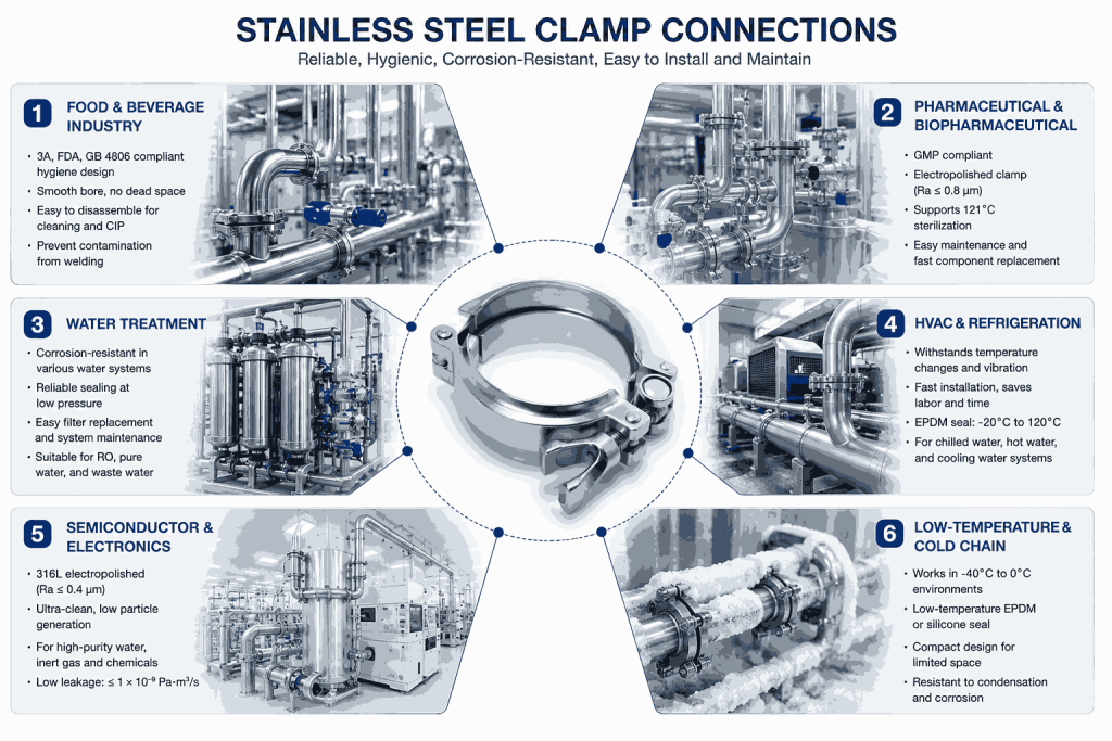 What Special Environments and Industries Are Stainless Steel Clamp Connections Suitable For? 1 Stainless Steel Clamp Connections