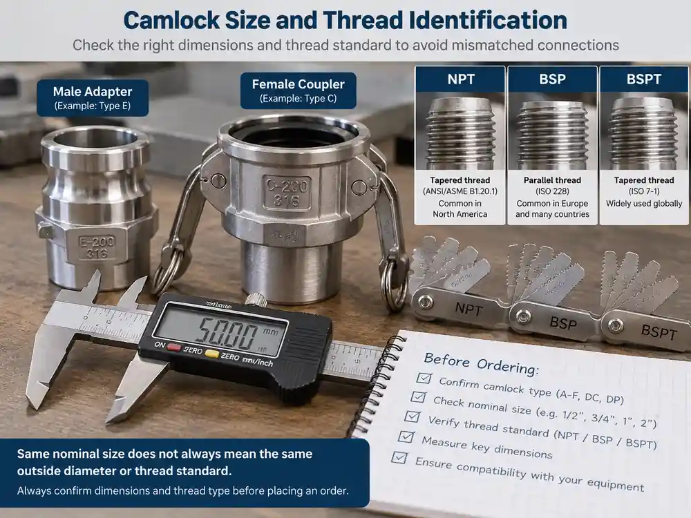 Camlock Couplings Explained:Camlock Size & Thread Inspection